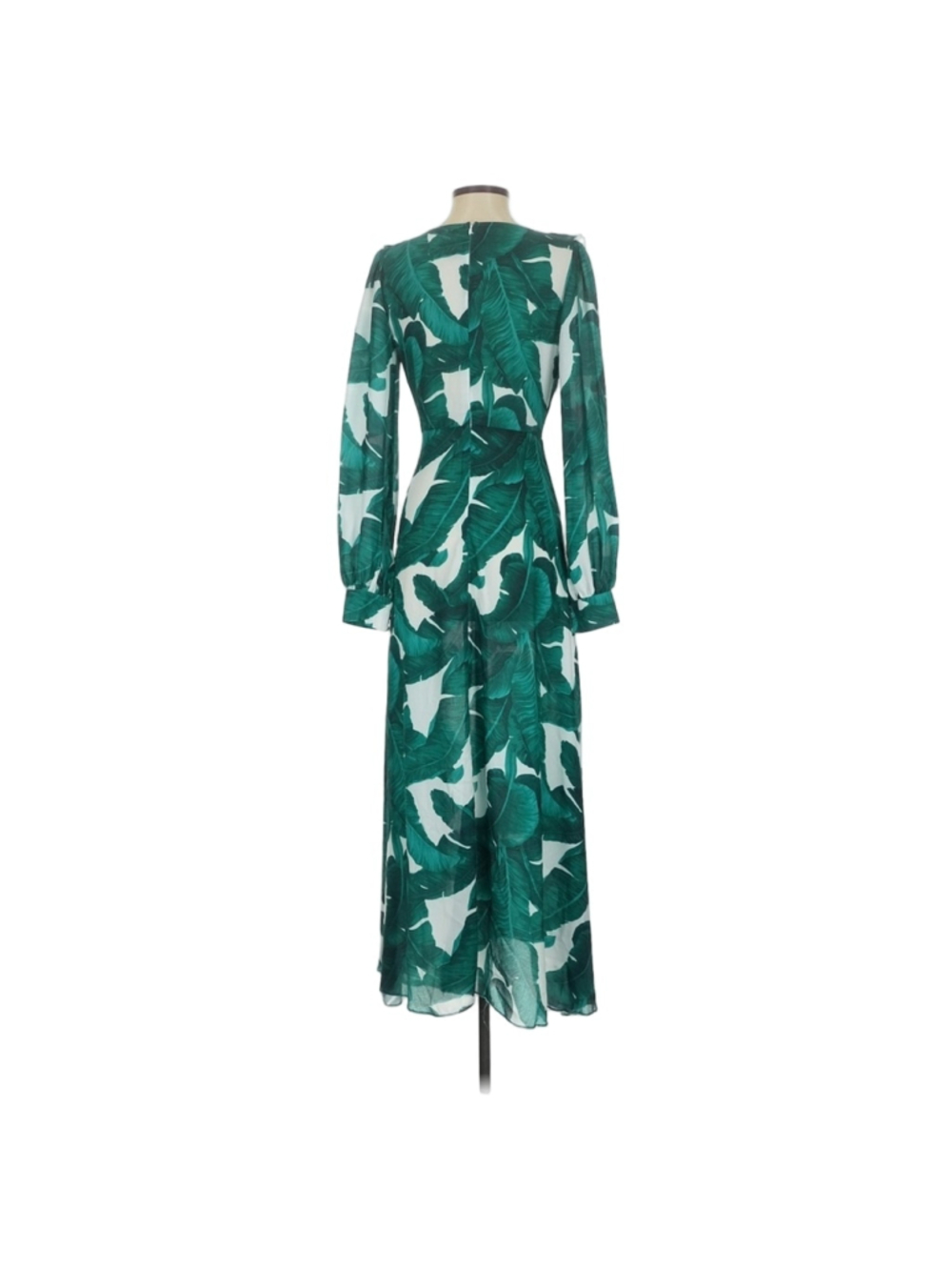 Miss Ord Elegant Green Leaf Print Maxi Dress - Picture 2 of 7